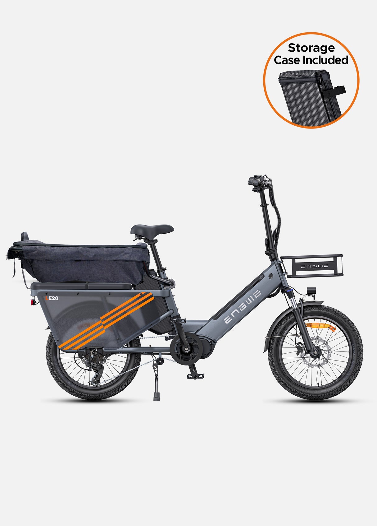Long tail lastenrad ENGWE LE20 enthählt Aufbewahrungskasten.