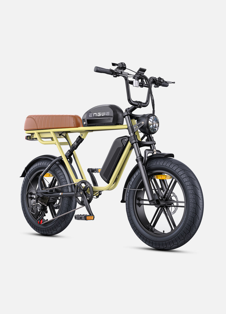 Gelbes ENGWE M1 E-Bike 
mit Doppelbatterien