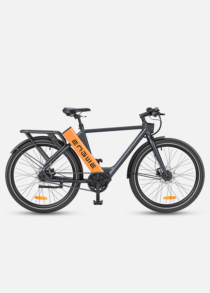 Ein schwarz-oranges urban e-bike Engwe P275 Pro