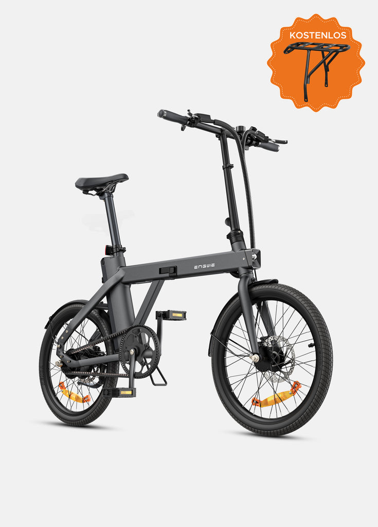 schwarzes e-bike ENGWE P20 mit kostenlosem Gepäckträger