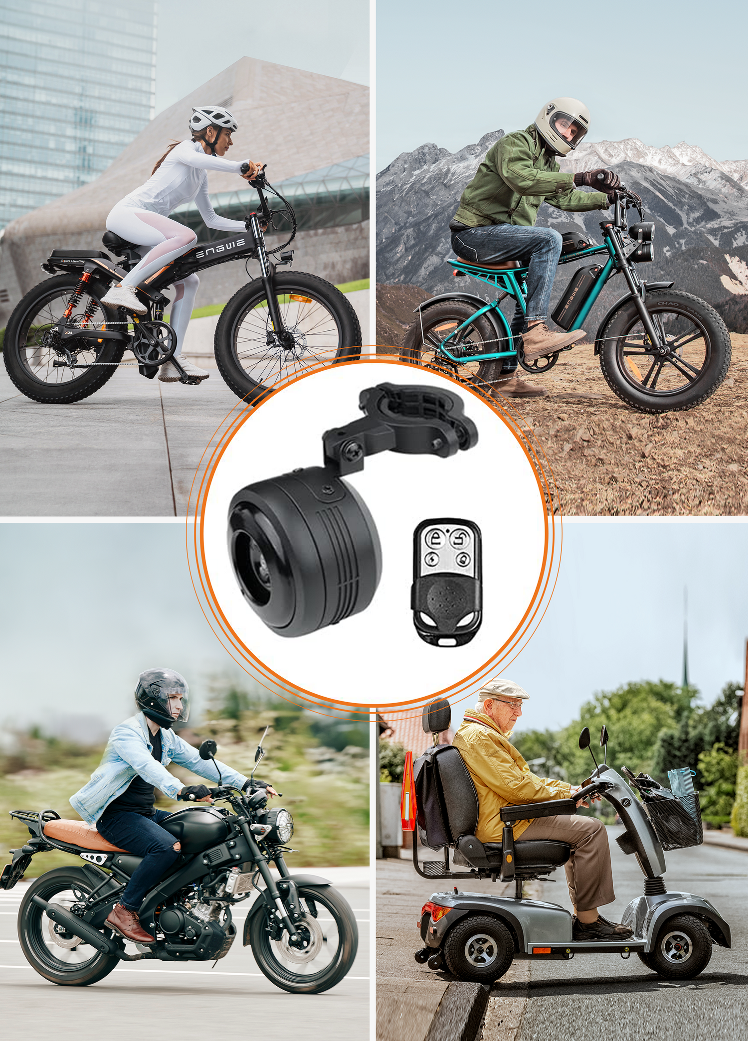 In den folgenden Produkten können Sie Diebstahlschutzschlüssel verwenden: engwe e bikes, motorcycle, and Roller für ältere Menschen