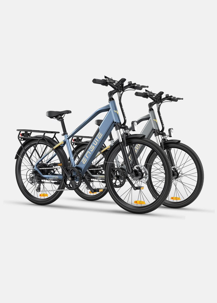 1 blaues und 1 graues Engwe P26 E-Bike