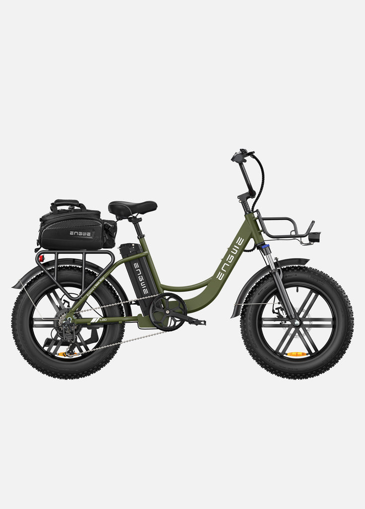1 Avocado Grun Engwe L20 E-Bike mit Gepäckträgertasche