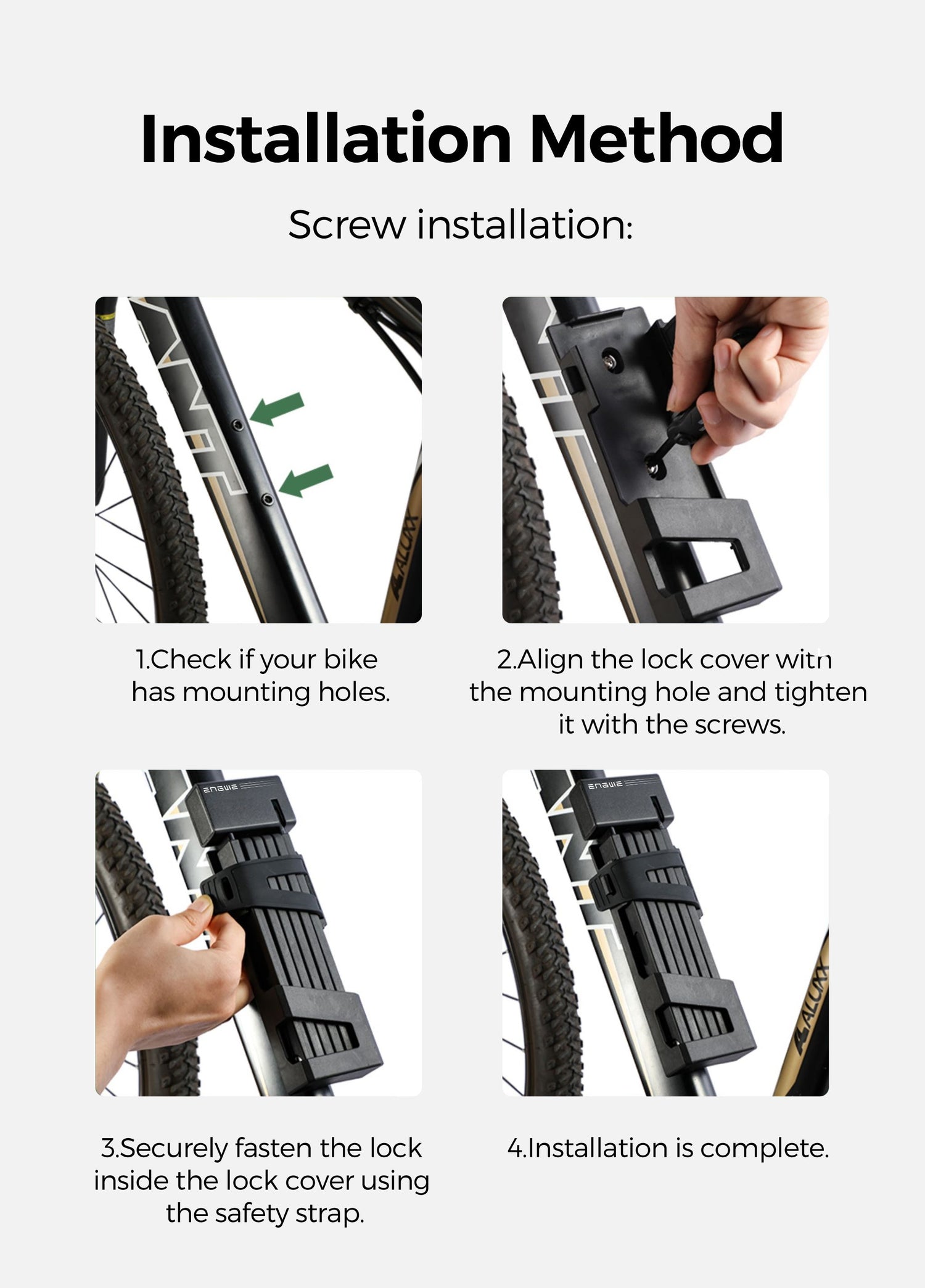 So installieren Sie das faltbare Fahrradschloss von Engwe
