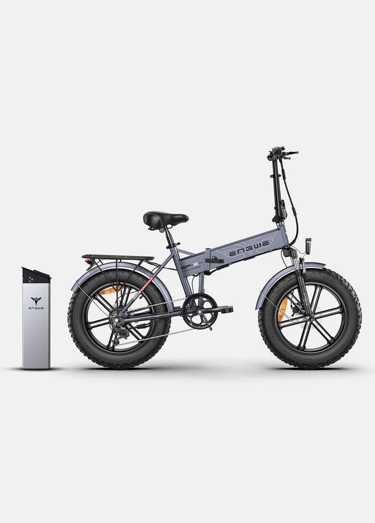 ein graues engwe ep-2 pro ebike und ein zusätzlicher akku