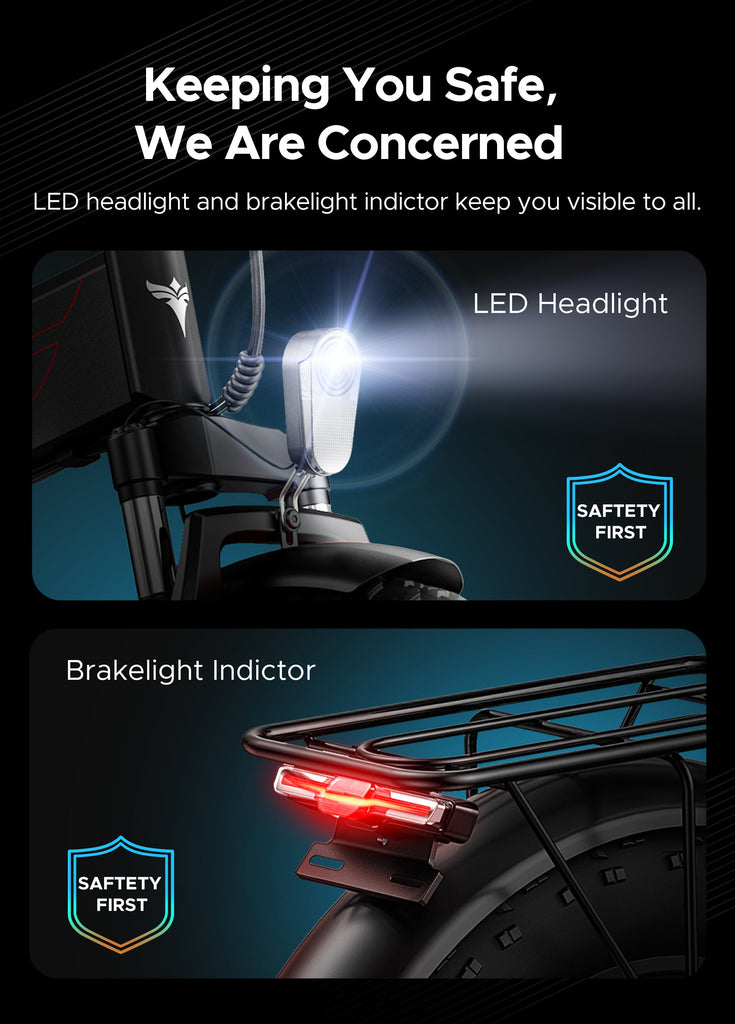 engwe ep-2 pro LED-Scheinwerfer- und Bremslichtanzeige