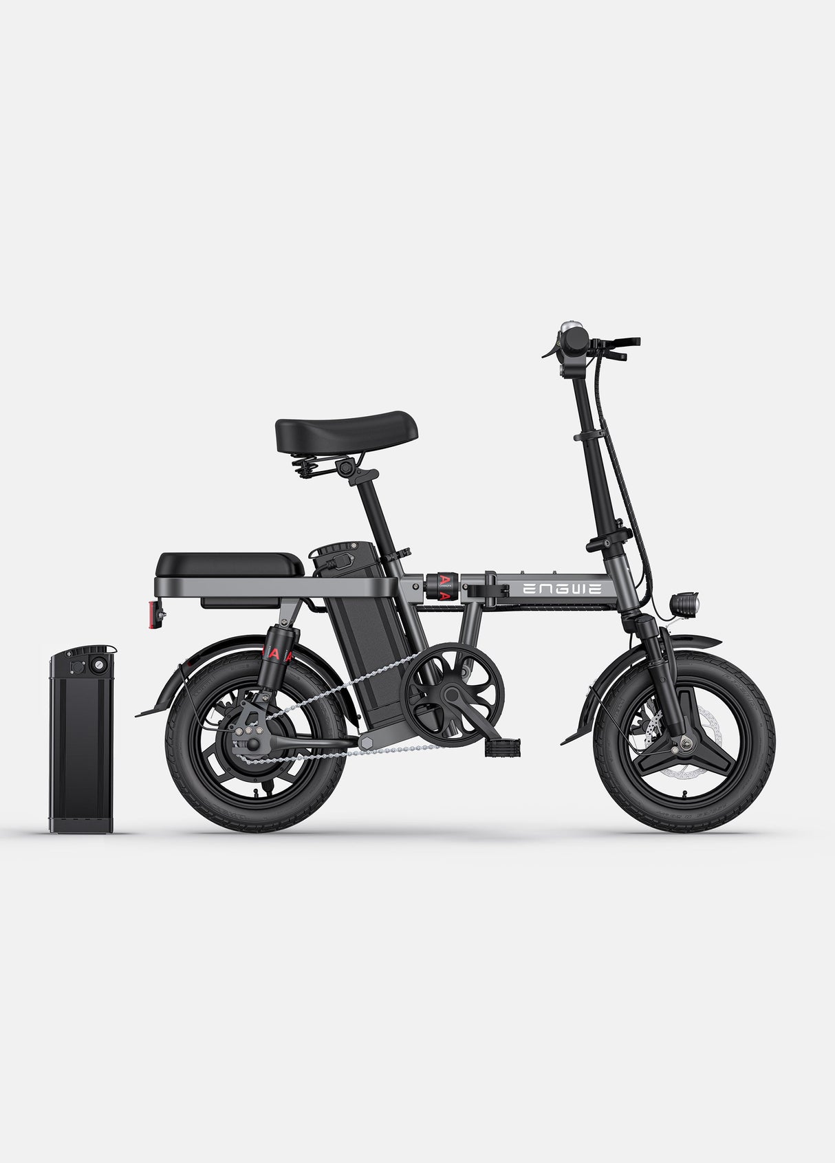 ein grauer Engwe T14 und eine zusätzliche Batterie