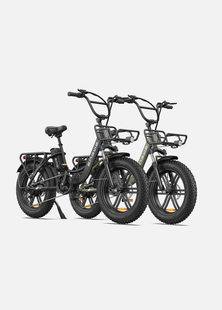 1 onyx schwarz Engwe L20 und 1 avocado grun Engwe L20 E-Bikes